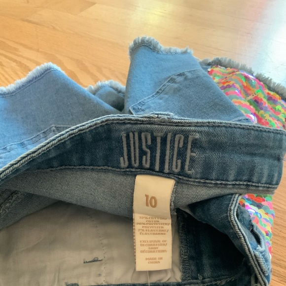 Justice sz 10 blue jean short girls’ sequins - Picture 4 of 4